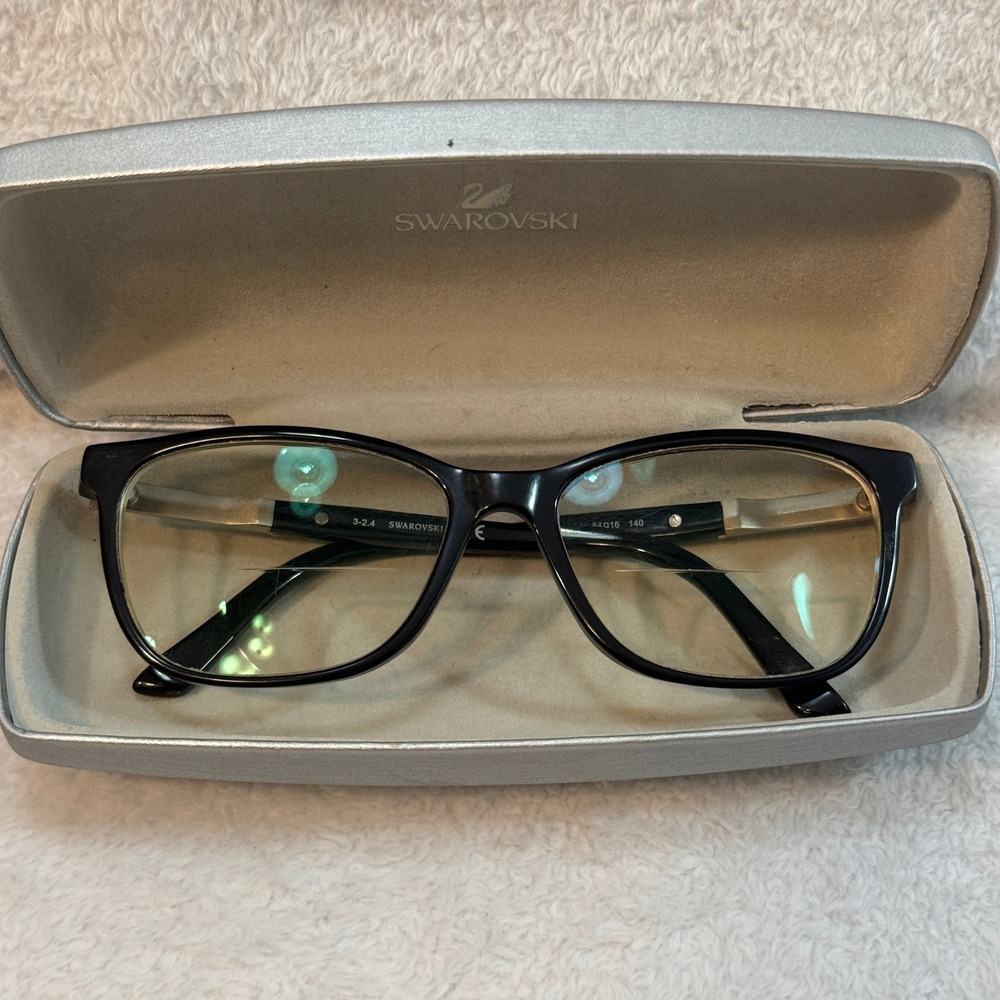Swarovski Elina SW 5117 001 Black Crystal Eyeglasses Frames 54-16-140 With Case